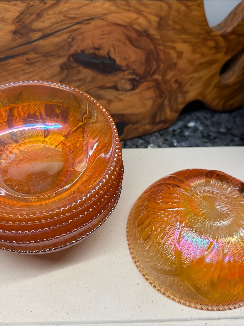 Jeannette Glass Iris Marigold Bowls - 6